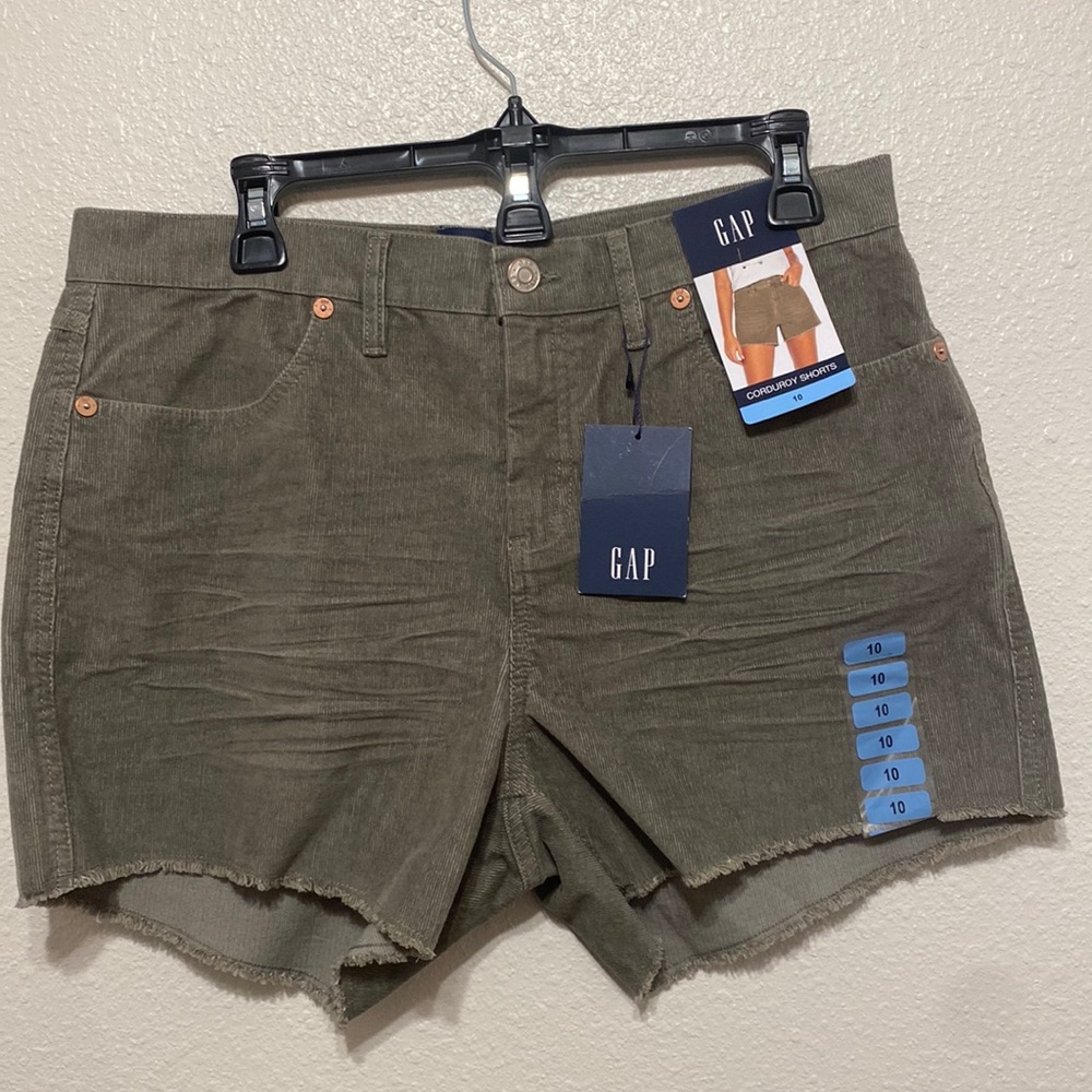 Green corduroy shorts